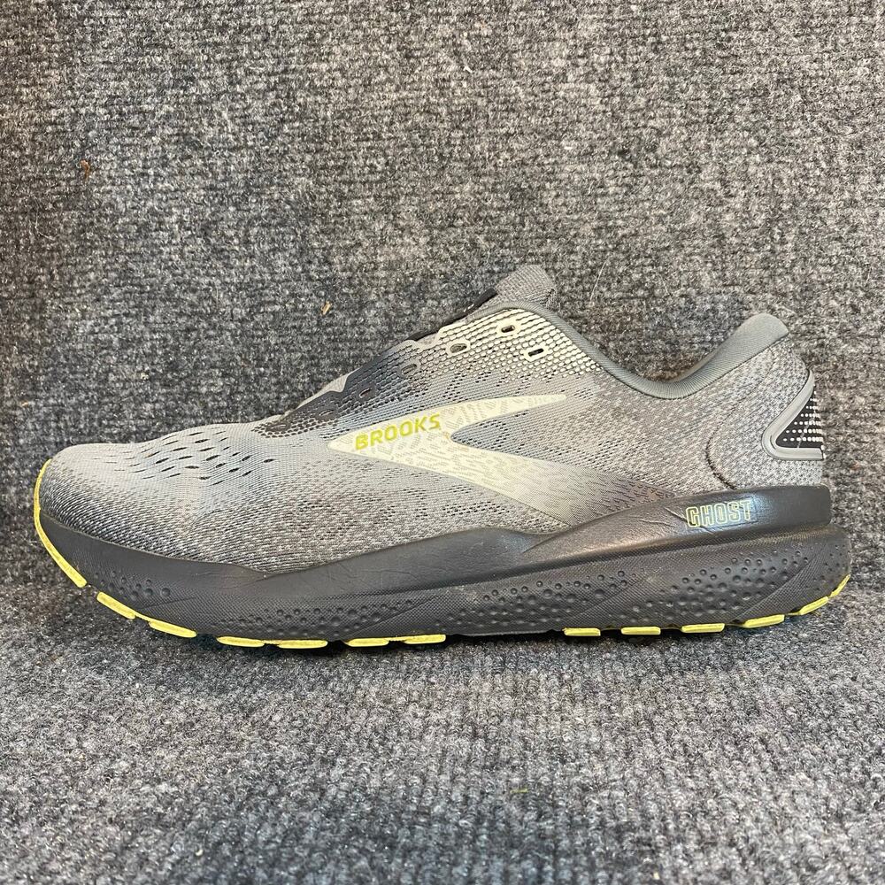 Brooks Ghost 16 Mens Size 10 Medium Gray Lime Athletic Running Shoes Trainers - Picture 1 of 8
